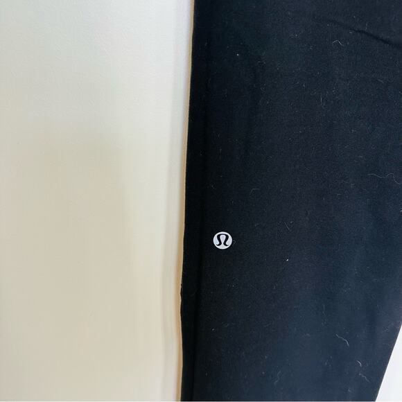 LULULEMON Black Mid High Rise Boot Cut Drawstring Tie Waist Yoga Pant Leggings 6 - Picture 7 of 13